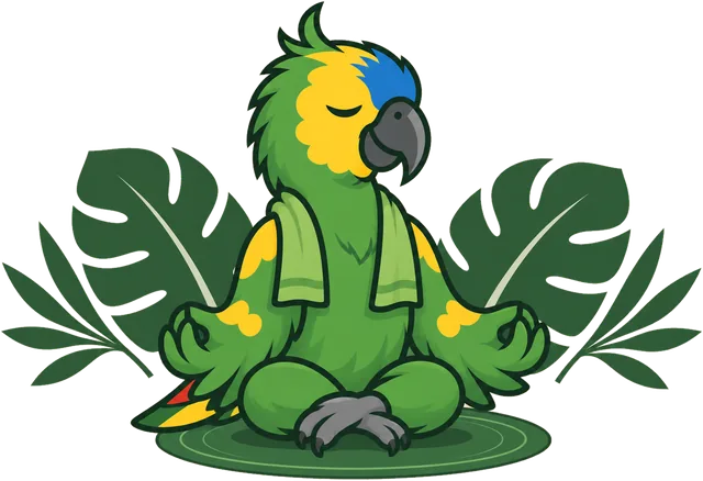 Paco, la mascotte de FitGood, en position zen