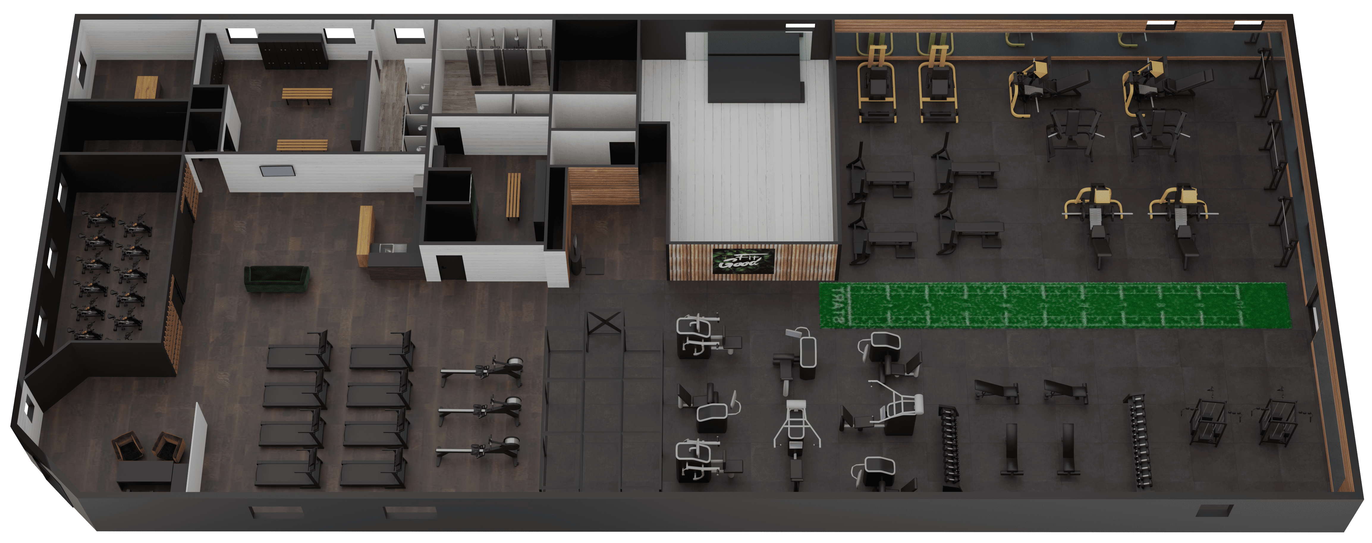 Plan interactif de la salle de sport FitGood Nantes — 18 espaces de musculation, cardio et fitness à explorer