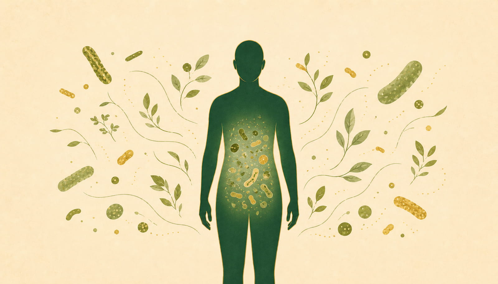 Illustration éditoriale : microbiote intestinal et perte de poids — FitGood Nantes