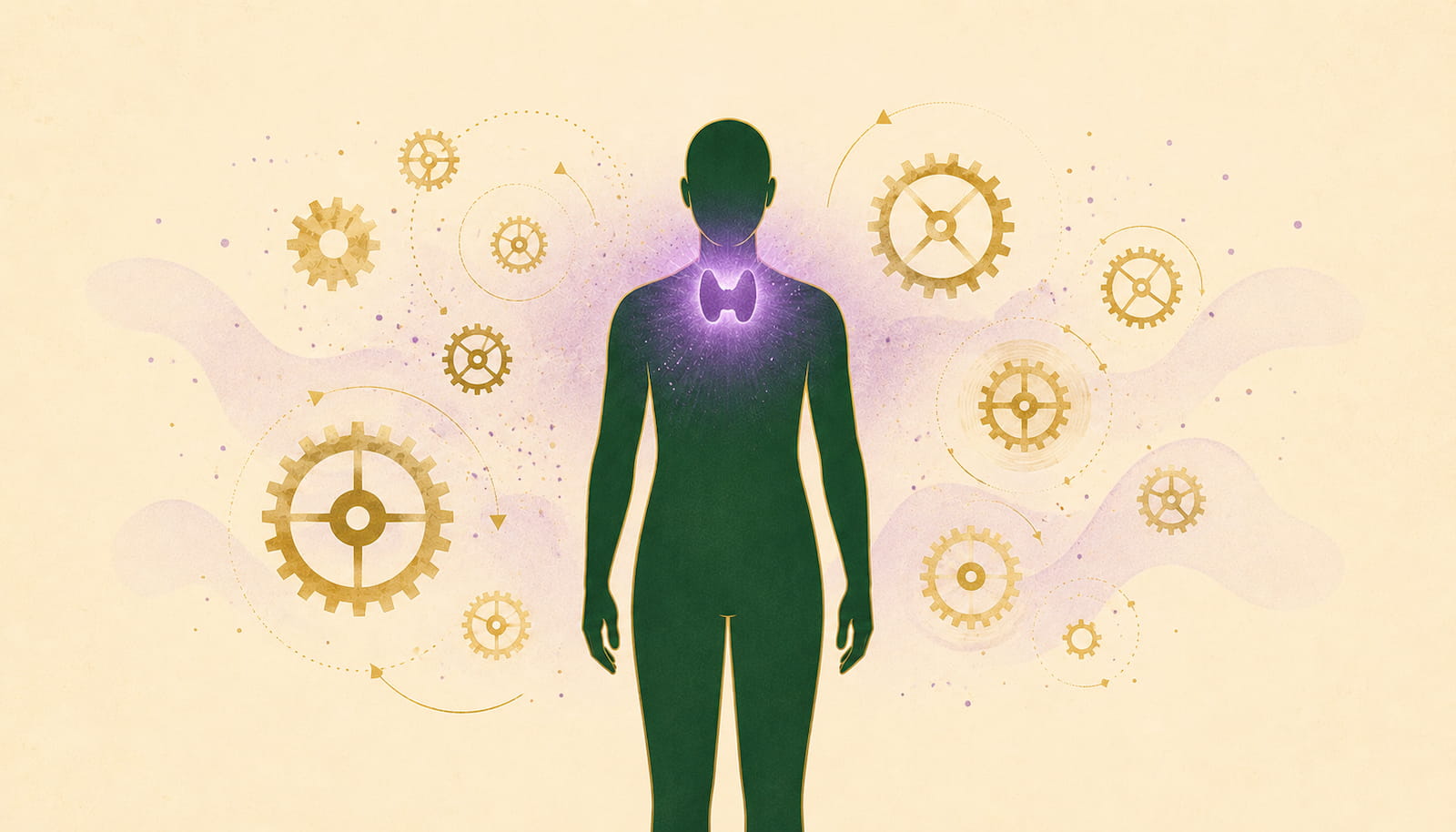 Illustration éditoriale : thyroïde, régulateur du métabolisme — FitGood Nantes